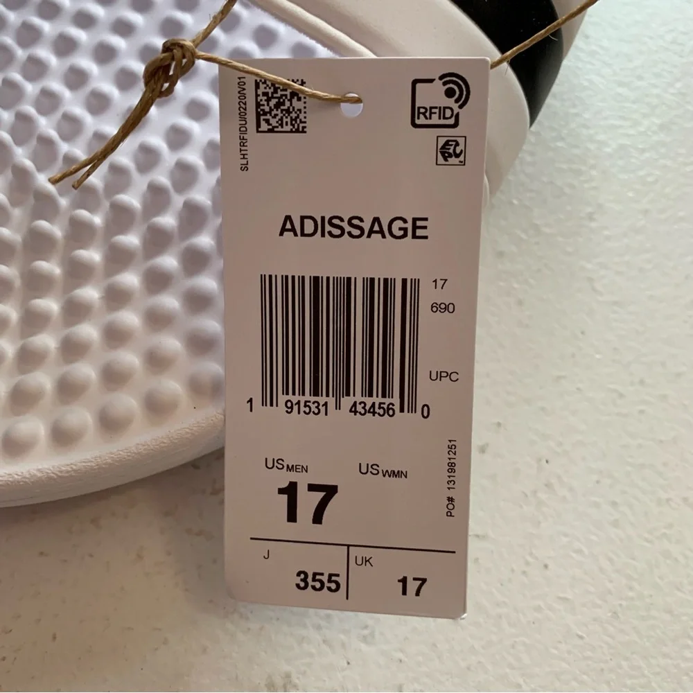 Adidas Adissage Slide Sandals Mens Size 17 Black & White NEW IN BOX